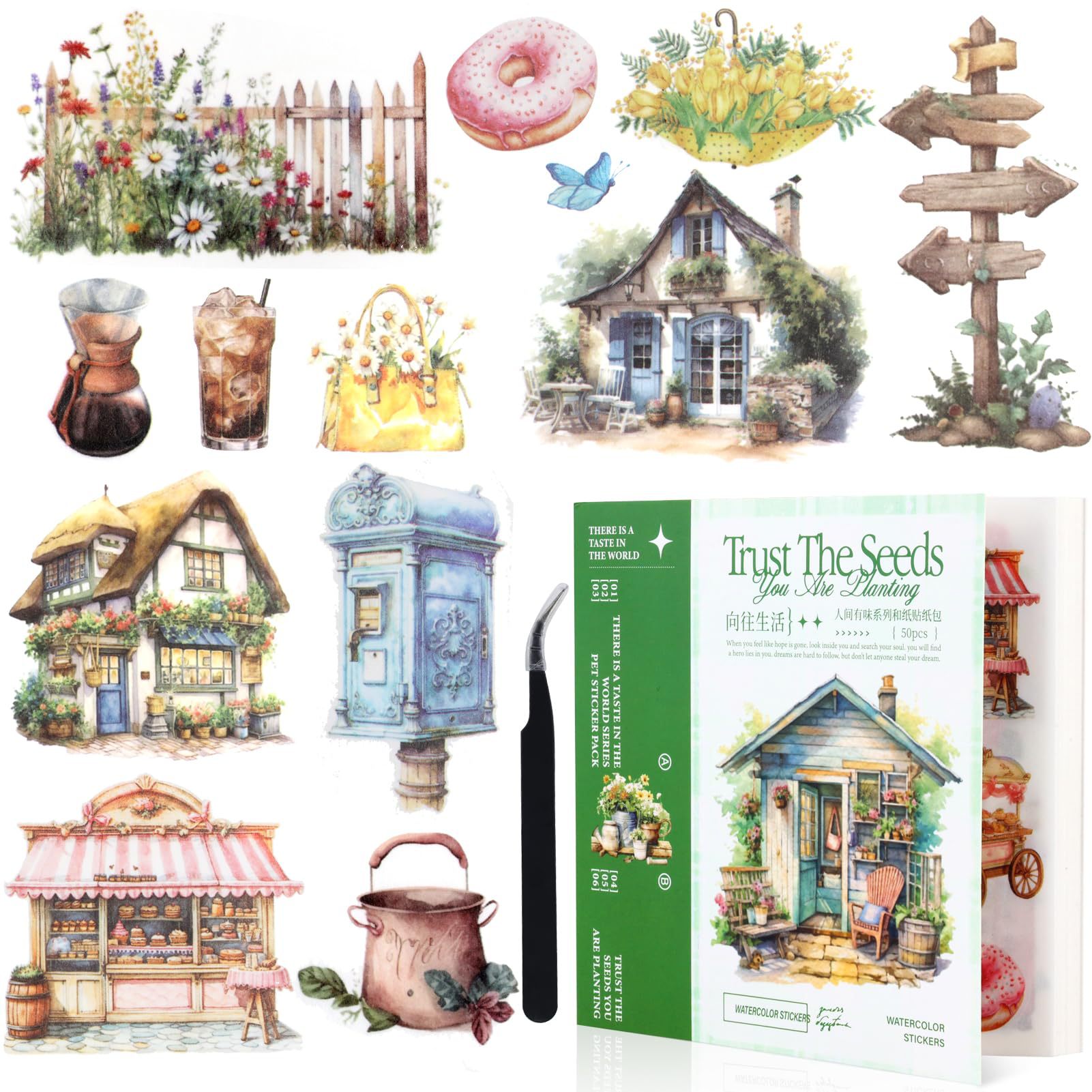 Amazon Hot Sale Creatividad Vintage Sen Papelería Pegatinería Libro Decoración encantadora Set