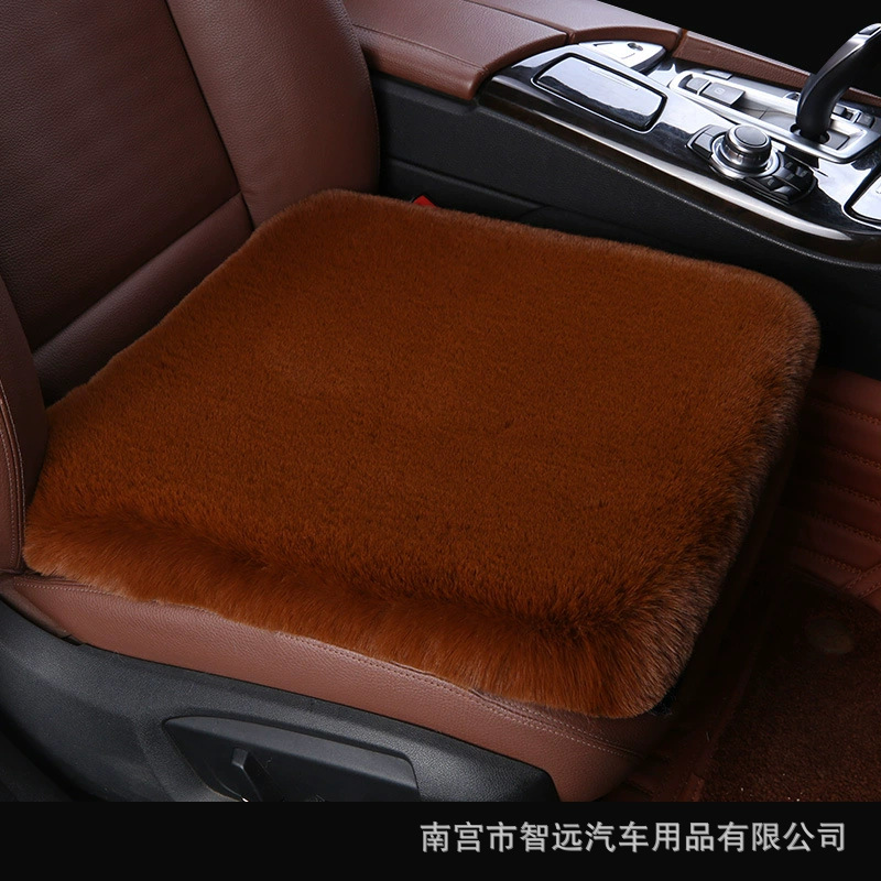 Universal Winter Rabbit Fur Car Seat Cushion Universal (Wool pad) - black