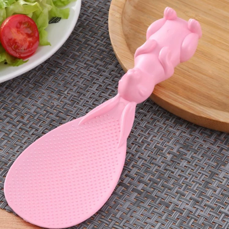 Ложка для риса из пшеничной соломки, милый мультяшный дизайн, антипригарная, стерео, для дома и кухни.