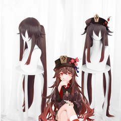 原神 胡桃假髮 cosplay假髮 雙馬尾漸變虎夾款 收臉造型 動漫假髮