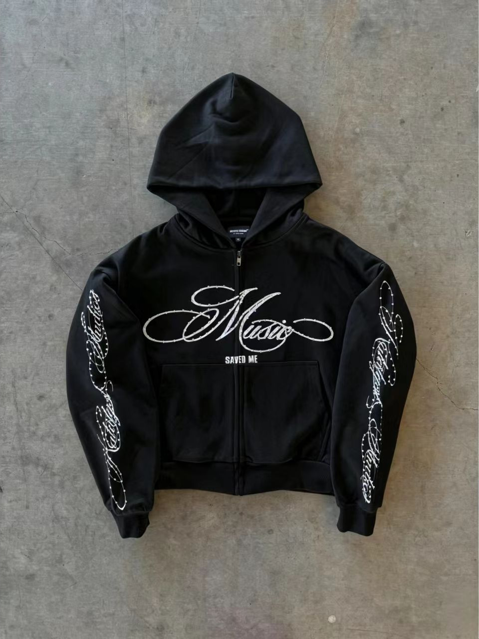 Y2K European and American Foreign Trade Cross-Border Long-Sleeve Pullover Rhinestone Printed Y2K Sweatshirt Jacket Hoodie Loose High Street Fashion