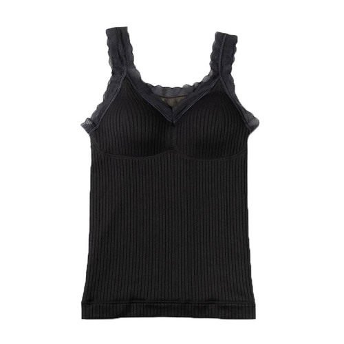 New style women's thermal vest with chest pad, thickened velvet lace thermal garment, autumn and winter bottoming shirt, vest underwear