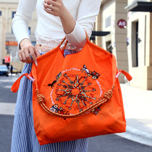 新款刺绣大容量帆布包跨境爆款单肩包时尚休闲包包托特包女