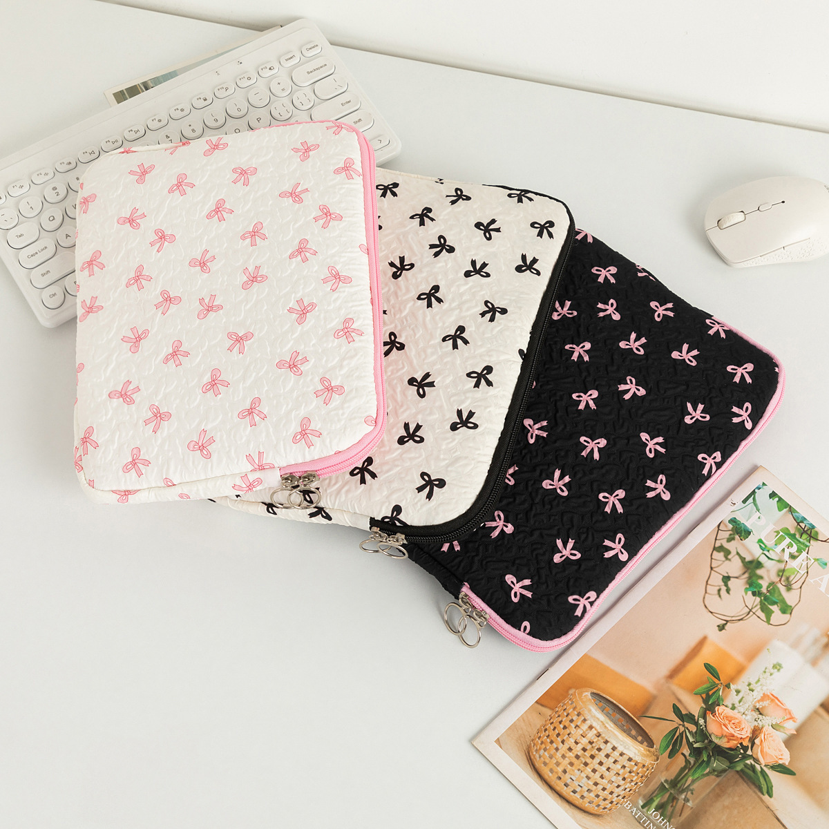 New Bow-Knot iPad Sleeve Bag, Large-Capacity Laptop Bag, Clutch Bag, Tablet Apple Laptop Bag