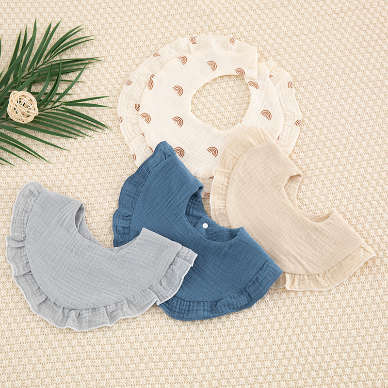 Candy-Colored Korean-Style Lace Bib, Class a Pure Cotton, Four-Layer Gauze, Breathable and Soft, Baby Newborn Bib