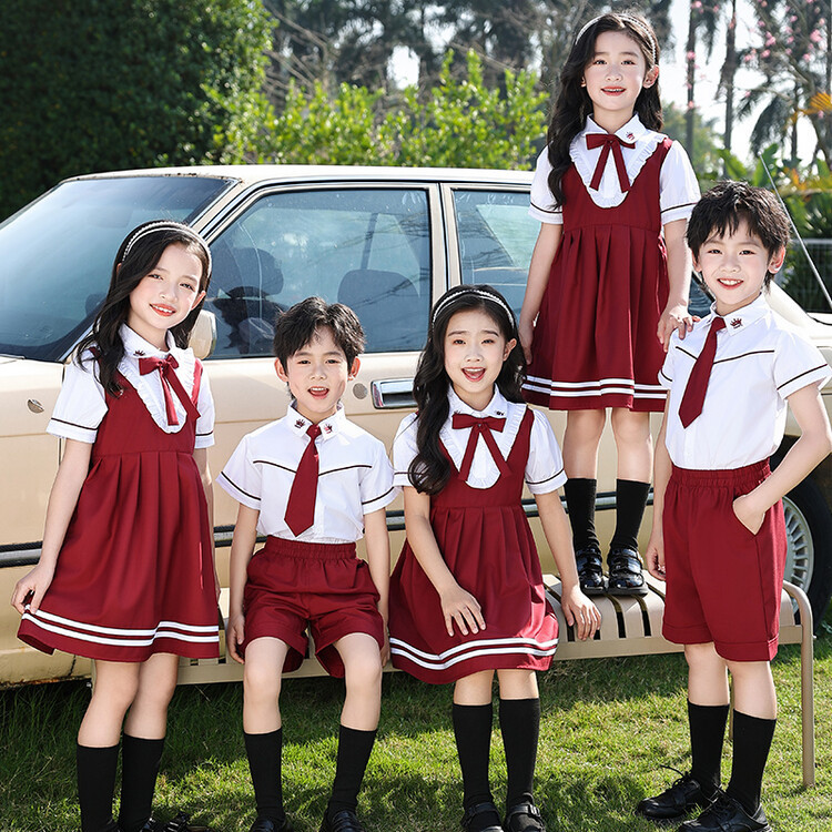 초중고 학생을위한 여름 새 교복 세트 유치원 정원 유니폼 어린이 어린이 원피스 교복 어린이 어린이 날 공연
