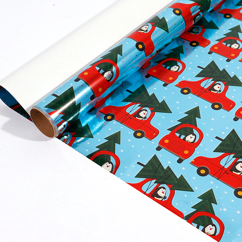 Papel de regalo navideño clásico y popular de gran tamaño con diseño de dibujos animados y temática navideña para envolver regalos.