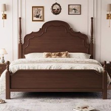 美式中古风双人床现代简约1.5米1.8米高端大气主卧美式轻奢实木床