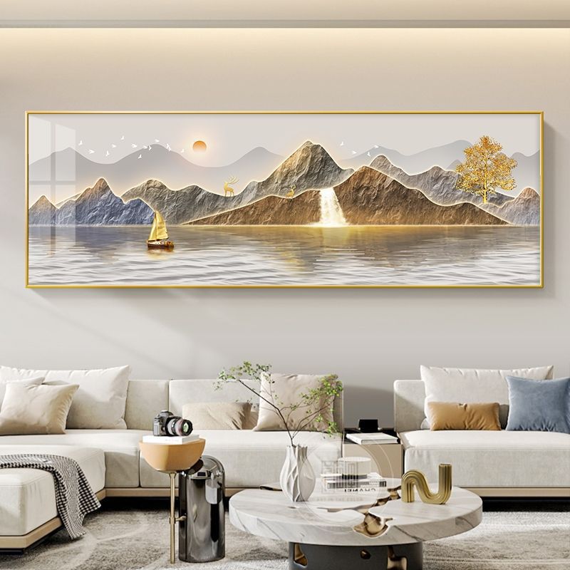 Liushui Shengcai sala de estar pintura decorativa nuevo sofá chino fondo pintura colgante de pared salón de té Zen pinturas murales paisajes
