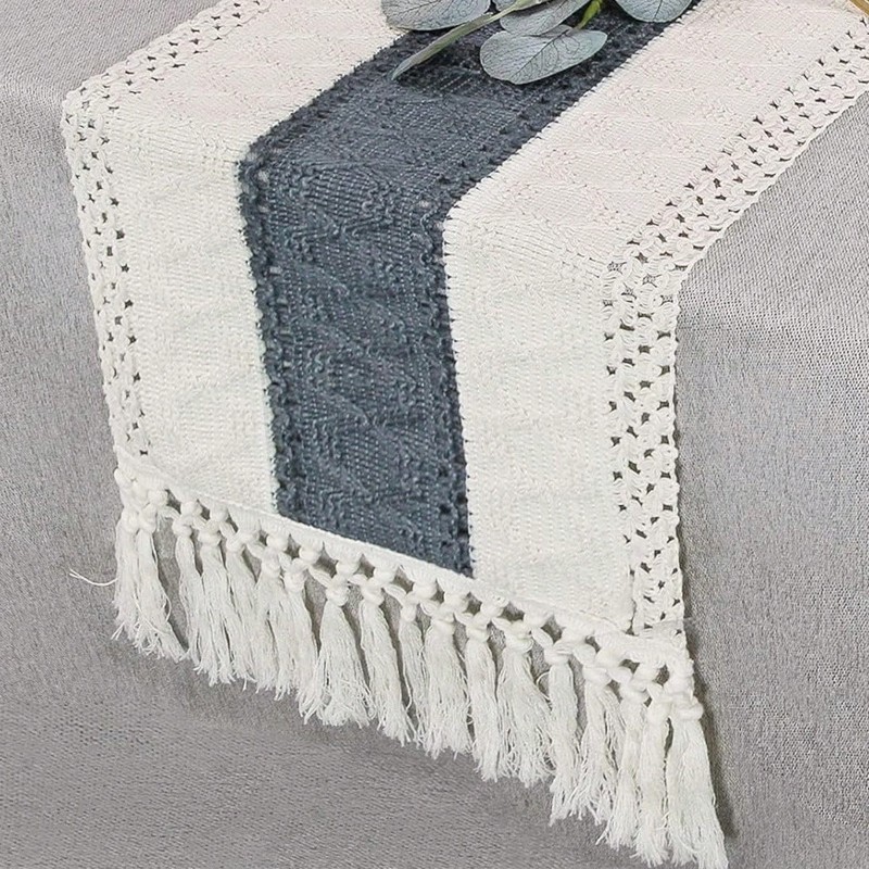 Tabla de algodón transfronterizo bandera de color algodón y lino nudo hueco frisa decoración de mesa de té hogar estilo de minoría