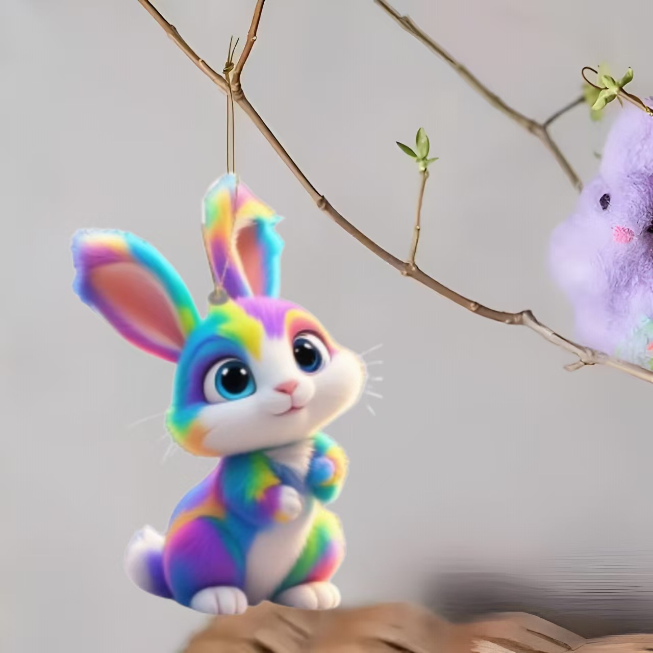 Nuevos productos de Pascua transfronteriza acrílico plano flor Dan lindo conejo colgante de coche Navidad Decoración de Acción de Gracias image 2