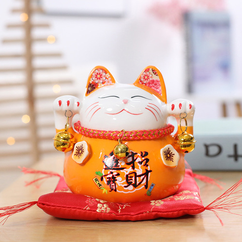 Small lucky cat figurine store opening gift creative coin bank fortune cat cash register front desk 4.5 inches