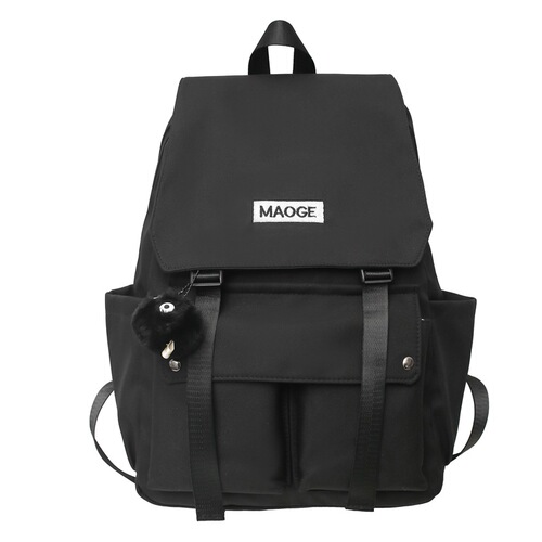School bag for women  new Japanese style simple solid color clamshell student school bag casual versatile large capacity backpack