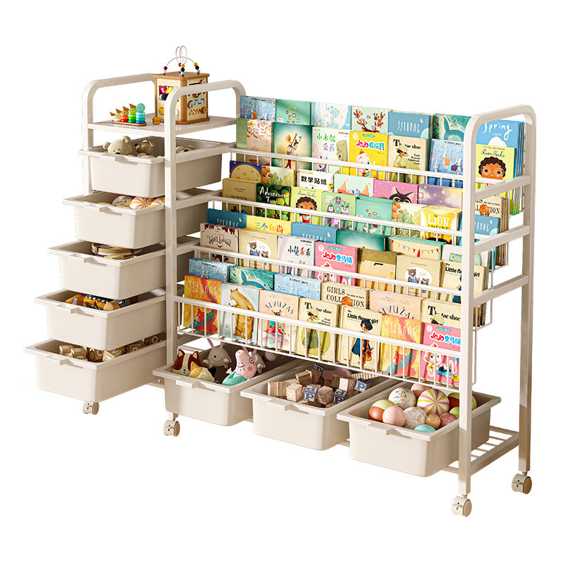 Estante de libros para niños juguetes 2 - en - 1 estante de almacenamiento de suelo estante de lectura de libros ilustrados estante de estante multicapa para bebés caseros estante de libros