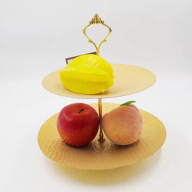 European -style iron art two -layer round cake plate Gold cake shelf…
