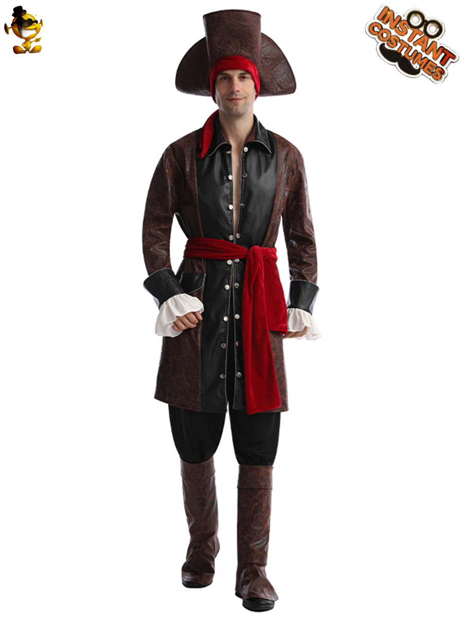 Disfraz de pirata para hombre adulto, ideal para Halloween, disfraces, cosplay, actuaciones escénicas y fiestas de disfraces.