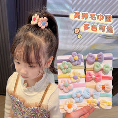Children's Headband Candy Color Bow Hair Tie for Girls, High Ponytail Flower Rubber Bands, Non-Damaging Hair Scrunchie, Wholesale