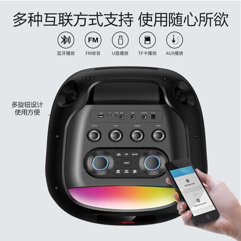 超ハイパワー家庭用屋外 100 ワットワイヤレスマイクカラオケスピーカー DSP デジタル処理 P8Q278|undefined