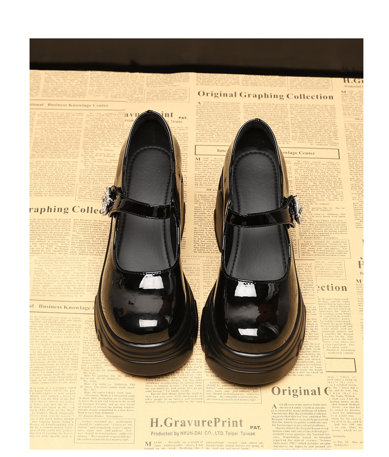 Giày sandal cao gót nữ quai ngang gót thô đế dày tăng chiều cao phong cách học đường — Màu be, Màu đen chi tiết 18