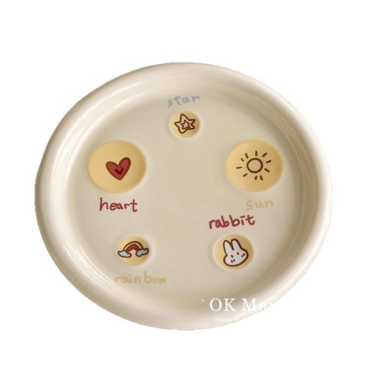 高級プレート、家庭用ディッシュプレート、クリーム系食器、陶器ディナープレート、かわいいフルーツサラダプレート、パスタステーキプレート|undefined
