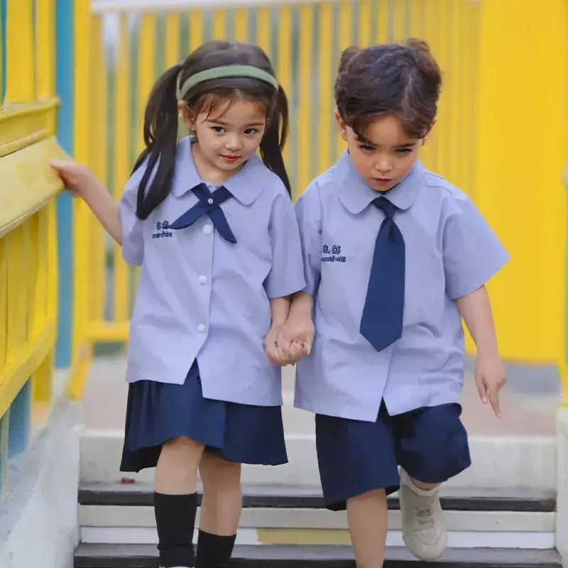 小学生毕业班服泰式学院风夏幼儿园园服儿童JK裙套装洋气泰国校服