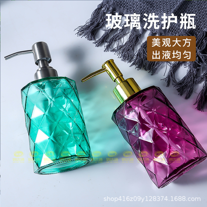 350ml botella desinfectante para manos de color dispensador de jabón de vidrio botella de loción champú europeo Gel de ducha sub-botella vacía