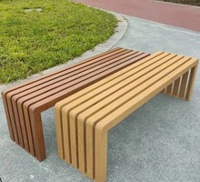 公园椅户外庭院长椅景观条凳子公共休息凳金属防腐木纹凳商场排椅