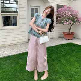 女装夏装新中式2026款夏盘口套装