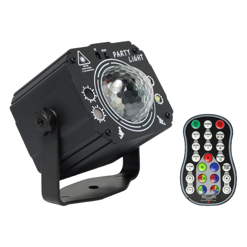 Disco colorido led bola mágica luz láser control de sonido luz de ambiente estroboscópica luz de escenario de proyección de patrón láser de barra dj