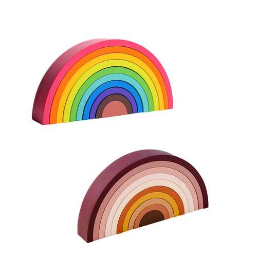 Factory direct supply of cross-border Amazon rainbow building blocks 10-layer arched building blocks for small people Jenga puzzle early education