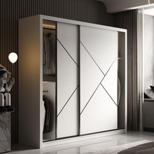 现代推拉门衣柜家用卧室用小户型简约实木多层板柜子组装移门衣橱