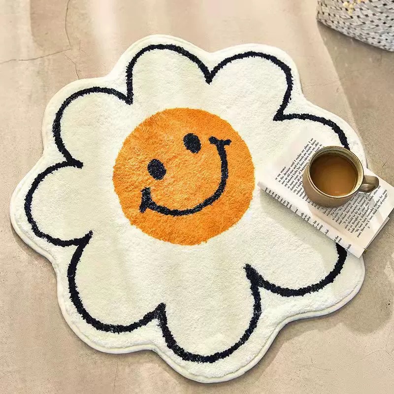 Cross-border Special-shaped Sunflower Floor Mat Bathroom Toilet Water Absorbent Anti-slip Mat Household Bedroom Imitation Cashmere Carpet