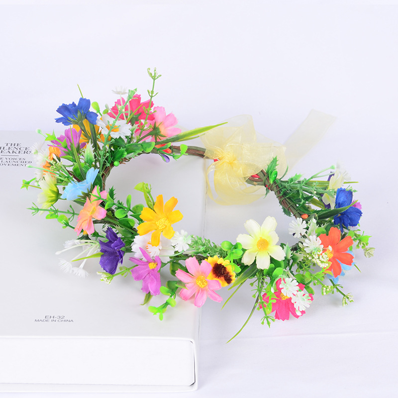 spring wreath small daisy flower starry headband pastoral wedding jewelry