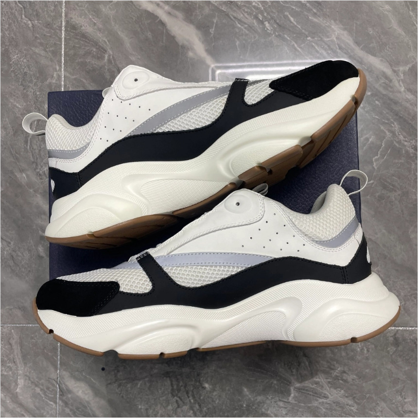 European Men's Shoes B22 Dad Shoes Autumn Cowhide Knit Fashion Trendy Versatile Sneakers Casual Shoes