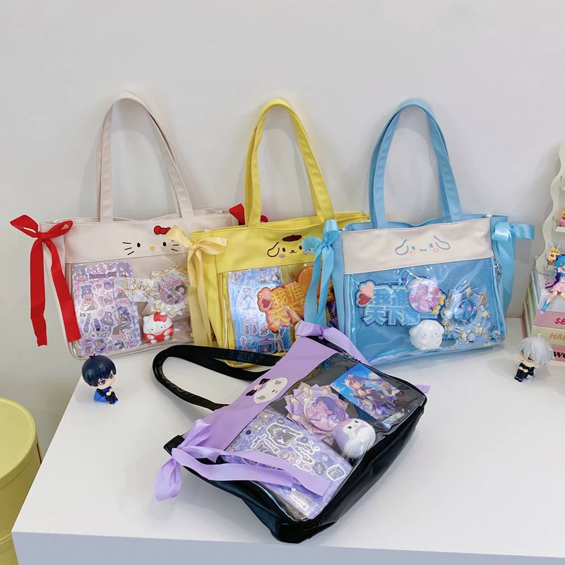 Handheld cloth bag for students, capacious linen bag, doll