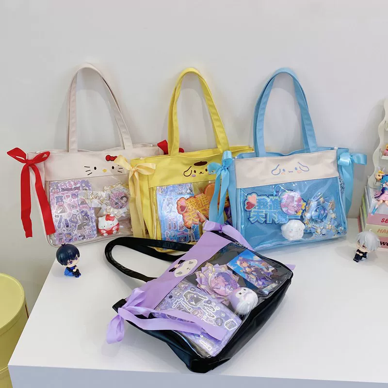 Handheld cloth bag for students, capacious linen bag, doll