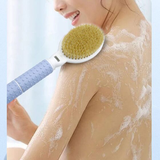 Cross-border bath brush lengthened retractable back cleaning double-sided exfoliating bath massage bath brush bristle