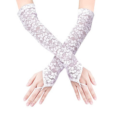 Black lace long gloves: punk, edgy, sexy stage-performance arm sleeves—elegant nun-style mid-finger cuffs.