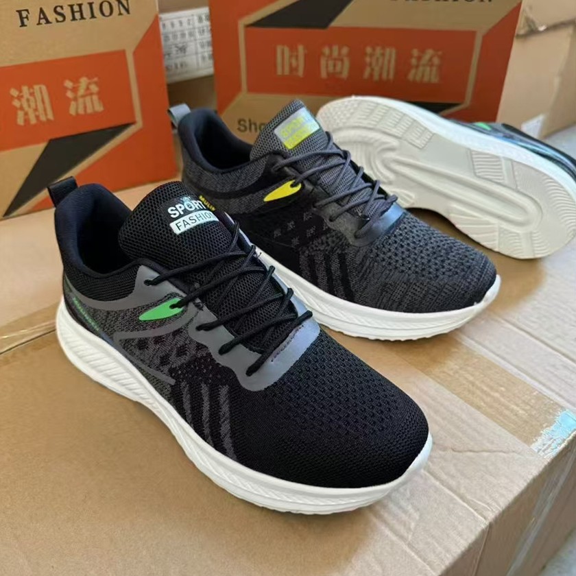 春秋飞织休闲男鞋百搭低跟潮鞋单层冷粘轻底年轻时尚平底