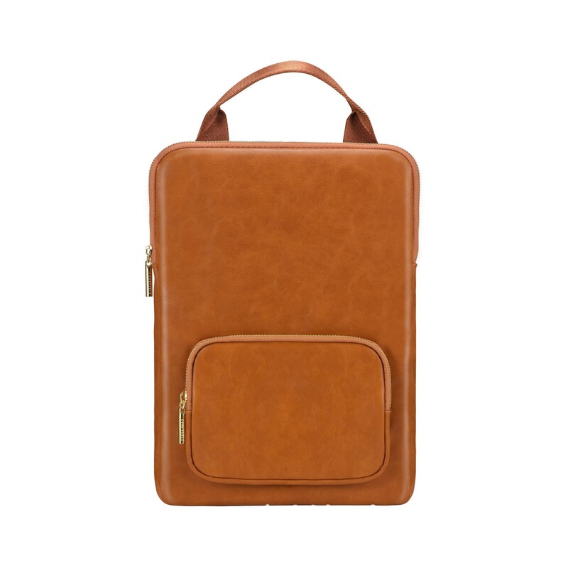 Amazon first layer cowhide 16-inch laptop bag business vertical double zipper MacBook leather case