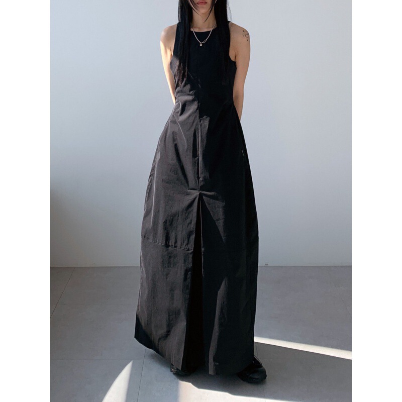 Spot Chic Minimalist Niche Tight Waist Slim Pleated Design Over-the-Knee Long Vest Dress Spot Chic Minimalist Niche Tight Waist Slim Pleated Design Over-the-Knee Long Vest Dress