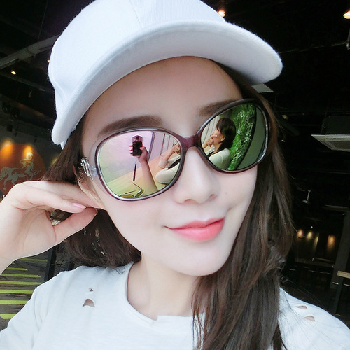 2024 new women's fashion sunglasses large frame gradient toad mirror plain face slimming sunglasses European and American trends