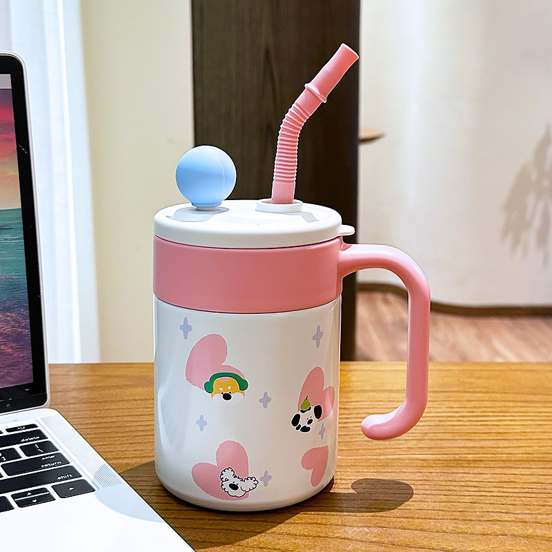 陶瓷内胆保温杯女生高颜值2025新款桌面吸管水杯带茶仓办公室保冷|undefined