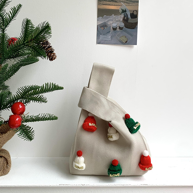 Bolsa de mochila para mujeres versátil 2025 nuevo bolso de regalo de navidad sombrero tridimensional nicho bolso de hombro de punto
