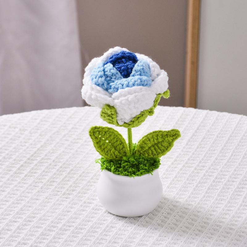 完成品卒業シーズンバラ鉢植え毛糸手編みプレゼント|undefined