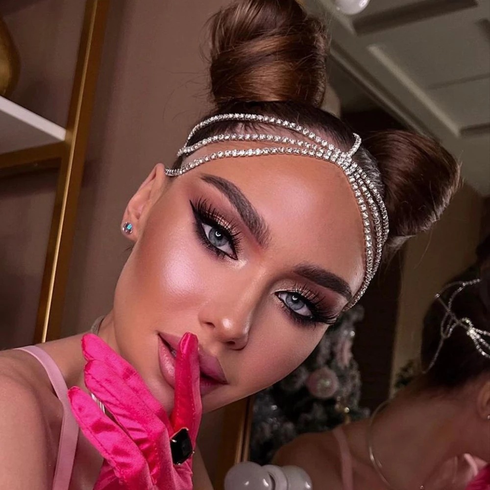 Bohemian style bride rhinestone headdress Nightclub retro multi layer headdress hair chain accessories female chain_voghion.com