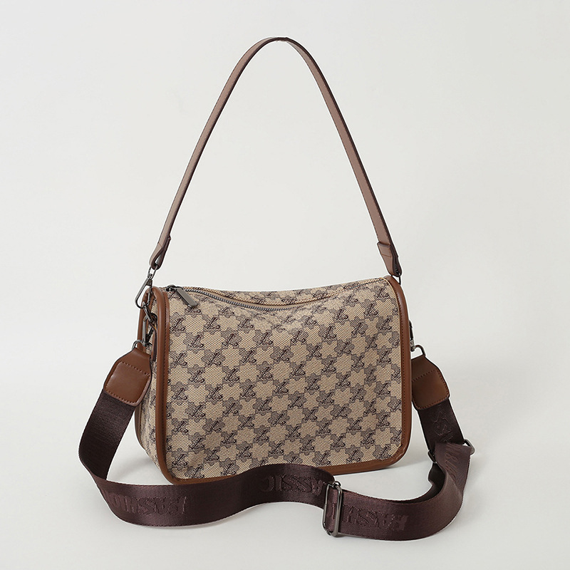 Borsa a tracolla Boston di grande capacità con stampa vintage personalizzata, elegante e alla moda._voghion.com
