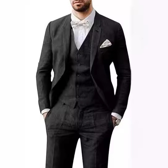 Men's Suit Dress Linen Suit Slim Summer Wedding Retro Groom Ball Banquet Party Suit Dress Men's Suit Dress Linen Suit Slim Summer Wedding Retro Groom Ball Banquet Party Suit Dress
