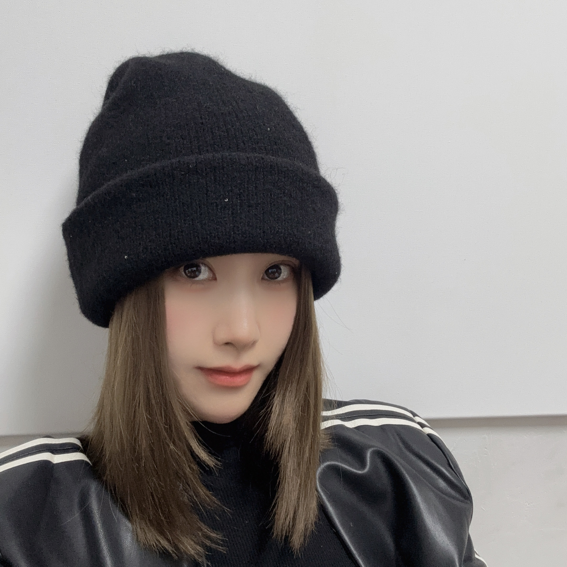 (2개) 모자 한 개, 두 개 입고 두꺼운 모직 혼방 스팽글 보두 더미 모자, 가을 겨울 따뜻한 귀 보호 니트 모자, 모직 모자