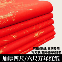 四尺万年红六尺大红色洒金龙凤空白手写对联春联书法创作窗花剪纸